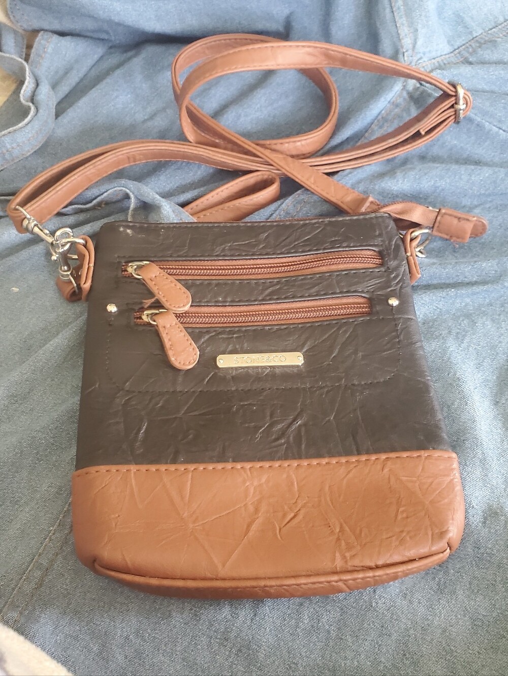 Stone & Co. Two-Tone Brown & Tan Crossbody Bag